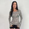 Women S Loose Fit Animal Print Long Sleeve Sexy T Shirt