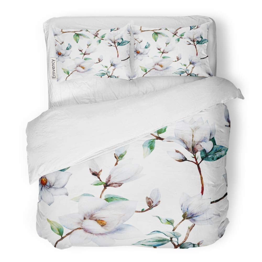 

Plant White Magnolia Flower Art Beding Set Soft Duvet Cover Pilowcase Suitable for Children Adult People Bedrom Comfortable Quilt Cover Decoration 100*200cm Single