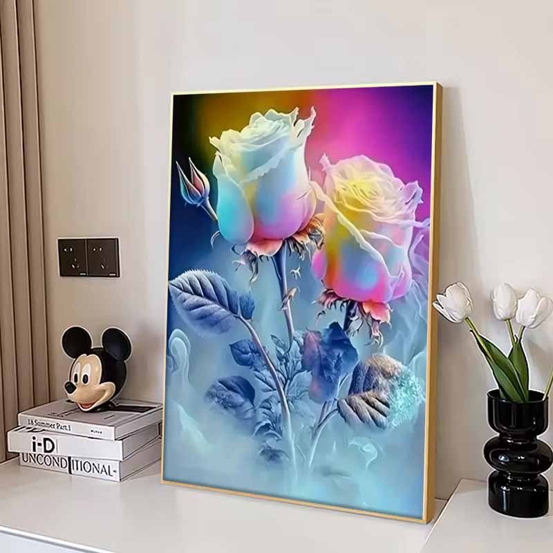 New Arrival 5D DIY Full Circle Diamond Painting "Colorful Rose" Embroidery Cross Stitch Home Decor Gift