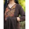 Beautiful Brown Cotton Kurti Pant Dupatta Set Indian Designer Ethnic Kurta Set