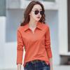 Spring and Autumn New Shirt Women's Korean-Style 95%Cotton Long Sleeve Lapel Underwear Blouse Business Wear Slim T-shirt