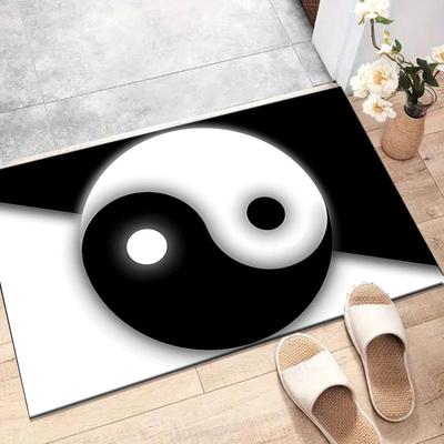 Crystal Velvet Yin Yang Tai Chi Bagua Printed Area Rug Carpet for Bedroom, Living Room, Home Office Decor, Rugs Mat, Fashion Mat Rug for Bed