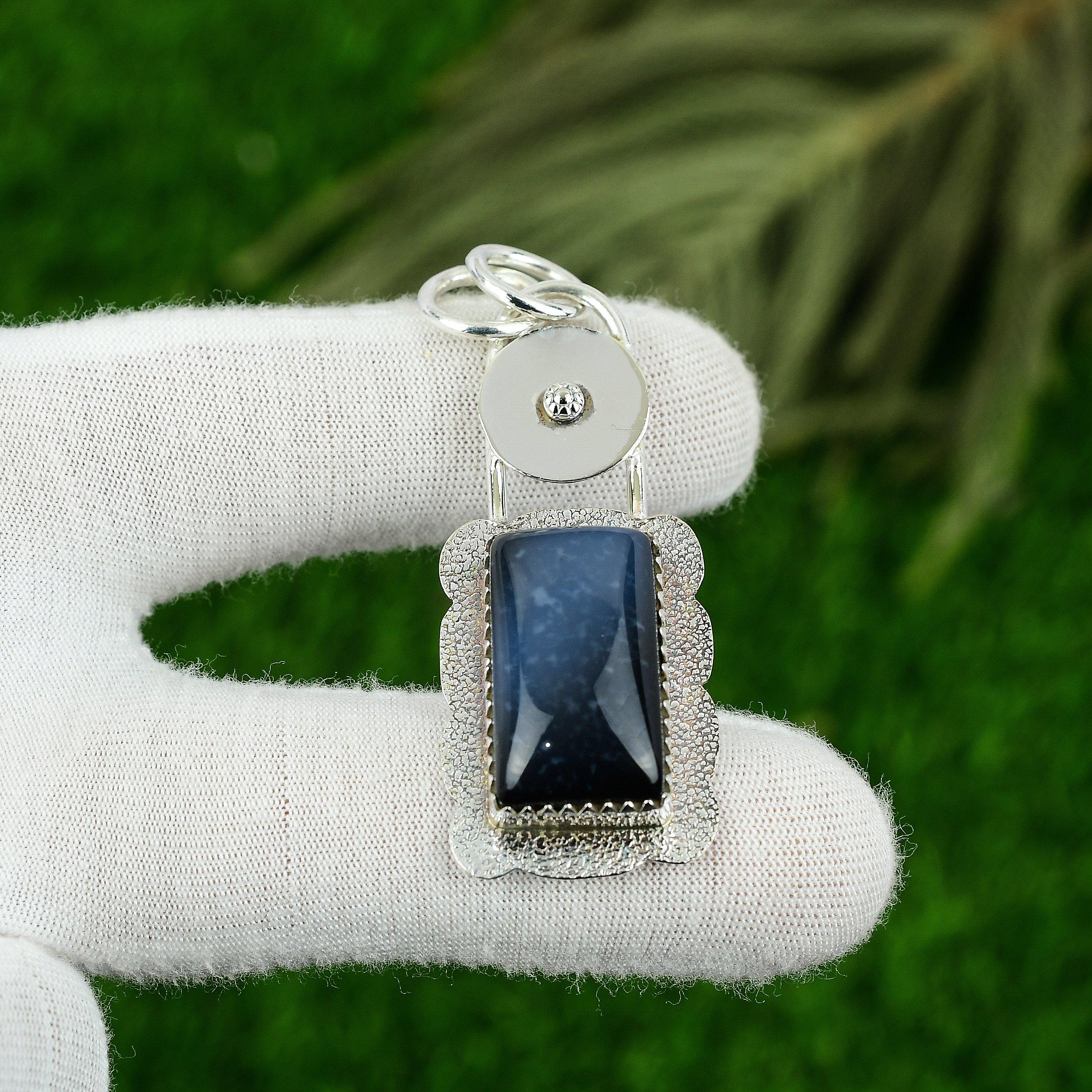 Mothers day Sale 925 Sterling Silver Third Eye Chakra Sodalite Gemstone Pendant