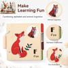 Baby Early Education Montessori Wooden Book, Animal Word Cognition Cute Cartoon Wooden Educational Toy