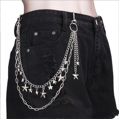 Punk Metal Five-pointed Star Geometric Bag Chain Hip Hop Hipster Cool Hundred Pair Pants Chain For Men and Women
