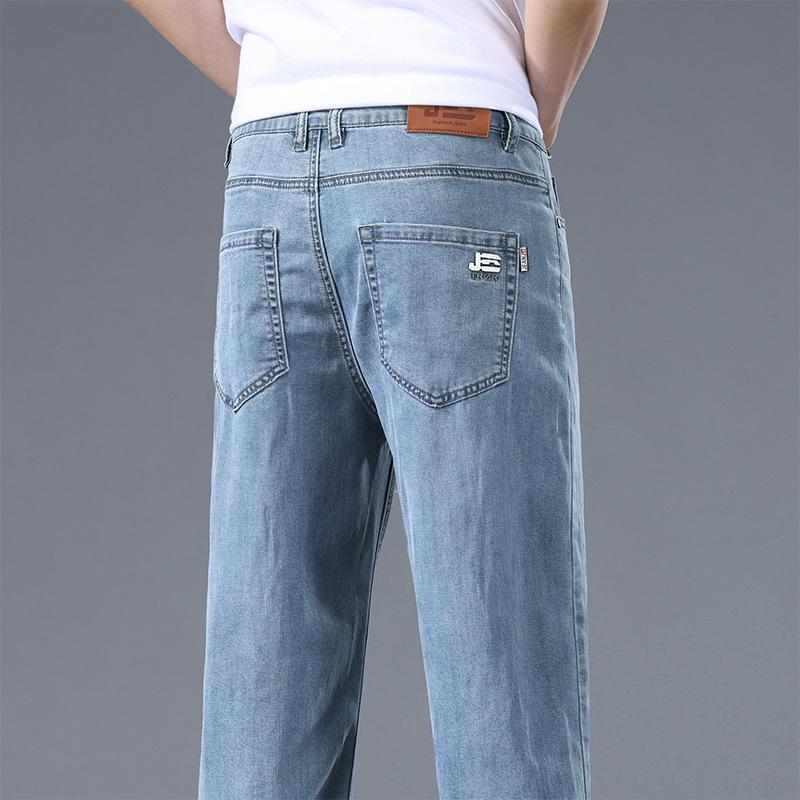 Letní tenké džíny pánské rovné nohavice volné ležérní kalhoty široké nohavice pánské kalhoty
