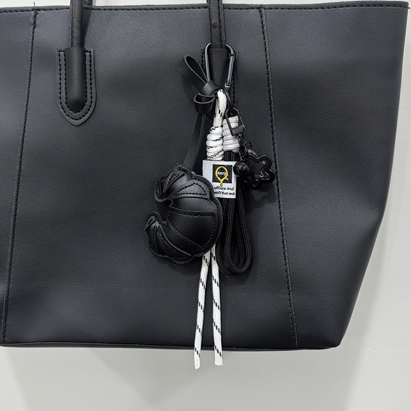 Tas Hanger Nieuwe Croissant Hanger Mode Gevlochten Touw Tas Hanger Creatieve Diy Bagage Hanger Pu Leer Brood Cadeau Accessoires zwart