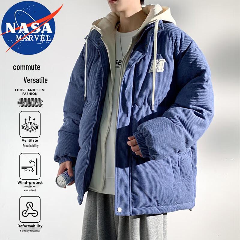 NASA MARVEL Men's Faux Two-Piece Hooded Padded Jacket
