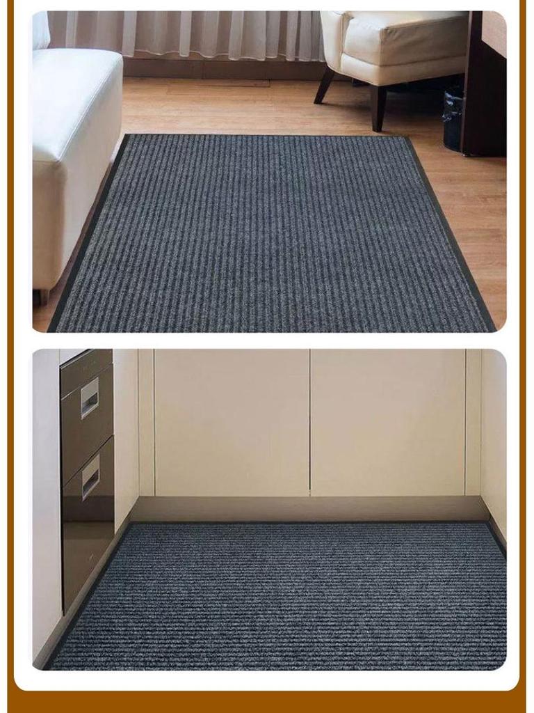 Double Stripe Doorway PVC Entrance Mat - Cuttable Hallway Dust Removal & Absorbent Foot Pad