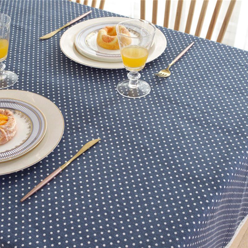 Dot Plaid Cotton Plaid Tablecloth Lace Tassel Rectangle Dining Table Cloth Dust Cover