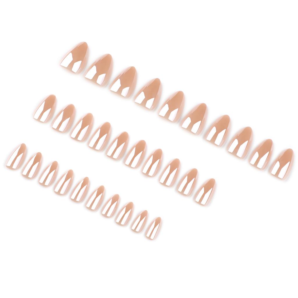 Copertura flash applicazione unghie nude colore solido manicure unghie finte corte a mandorla pezzo per unghie pezzo per unghie