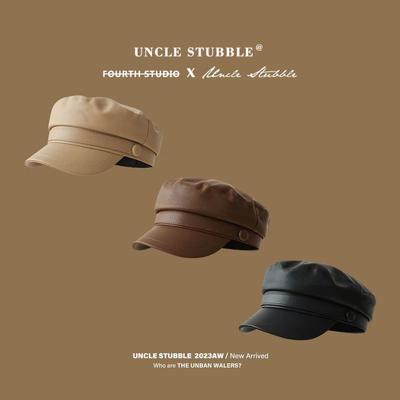 Black Octagonal Hat British Retro Autumn and Winter Duck Cap Women's Casual and Versatile Japanese Newsboy Hat Trend