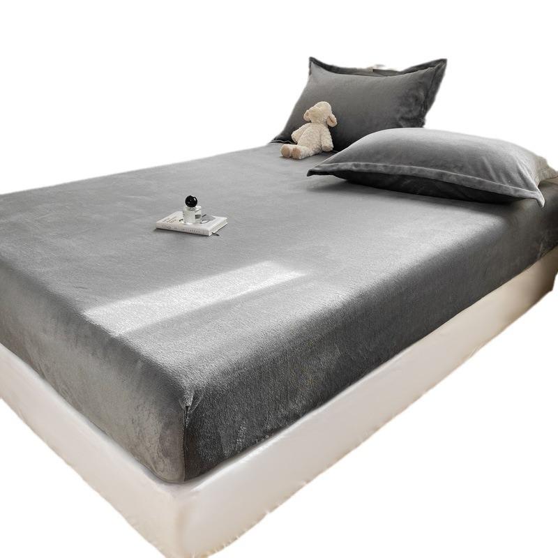 Winter Velvet Material Fitted Sheet Soft Plush Warm Mattress Cover Thickened Warm Bed Cover Mattress Protector 5 Size