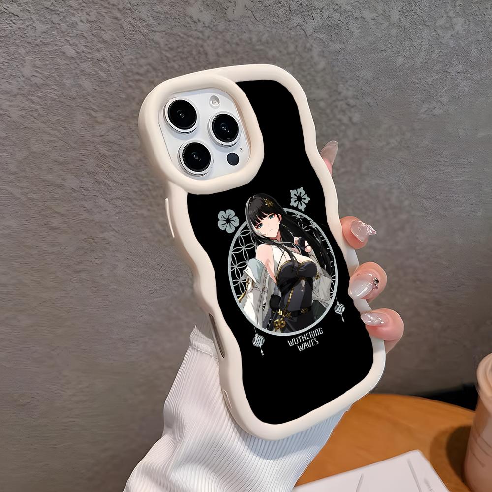 

Wuthering Waves Baizhi Phone Case for iPhone 17 16 15 14 13 12 11 Air Pro Max Plus White Soft TPU Wavy Edge Cover iPhone 14 Pro Max