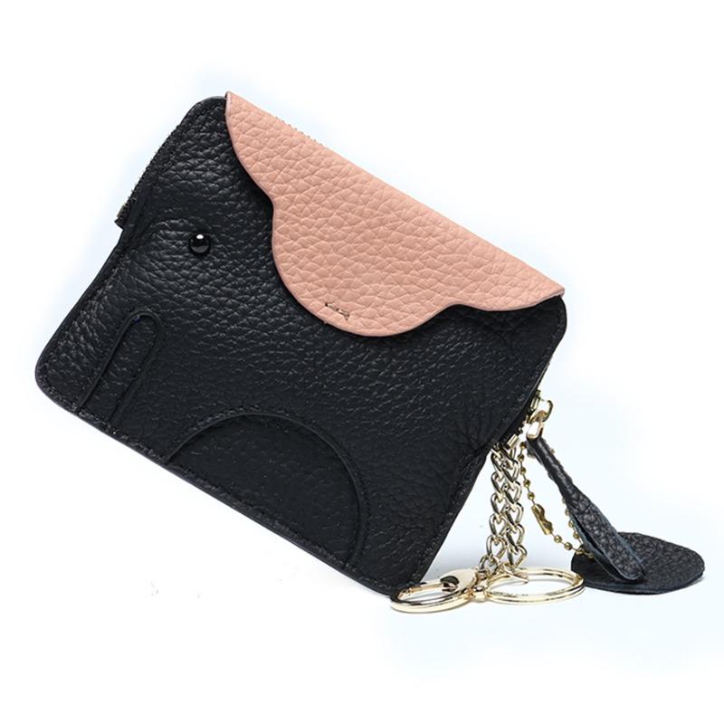 

Mini baby elephant change bag, ultra-thin first layer cowhide, coin keychain storage bag, genuine leather change bag, cute girl чёрный