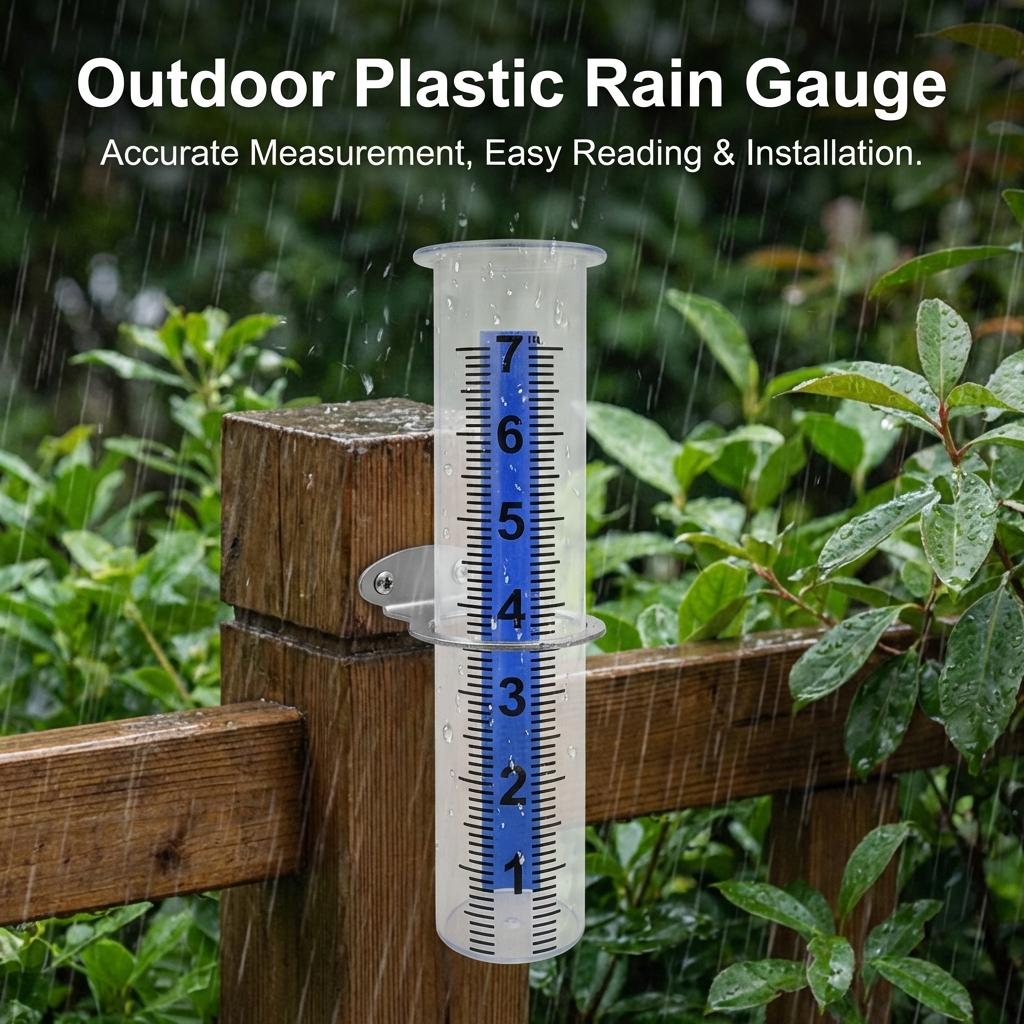 Outdoor Plastic Rain Gauge Precision Weather Resistant Measuring Tool For Garden And Agriculture Use