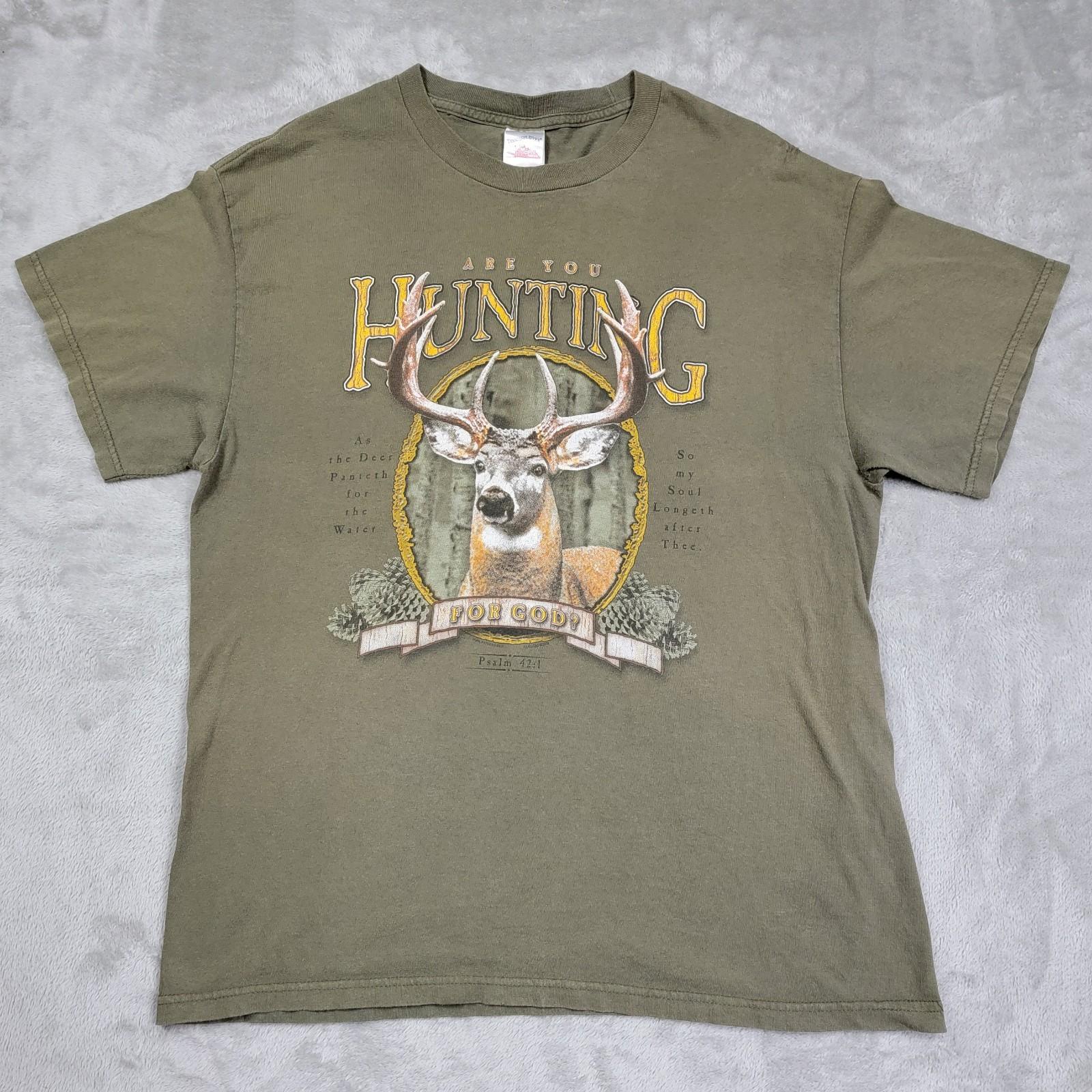 Vintage Jesus Shirt Mens L Green Deer Psalm 42:1 Christian Hunting For God TEE Unisex T-Shirt XXXXL