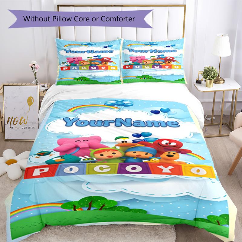 Pocoyo Customize your name Bedding Set Breathable Duvet Cover with Pillowcases Home Decoration Birthday Gift