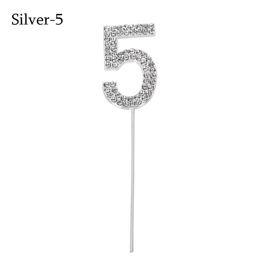 1PC Number"0-9" Cake Topper Gold Diamond-studded Cake Topper for Dessert Anniversary Birthday Party Decoration Wedding Supplies