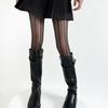 Fashion Women's High Waist Fishnet Pantyhose Elegant Vertical Striped Patterned Breathable Sheer Mesh Tights Stockings