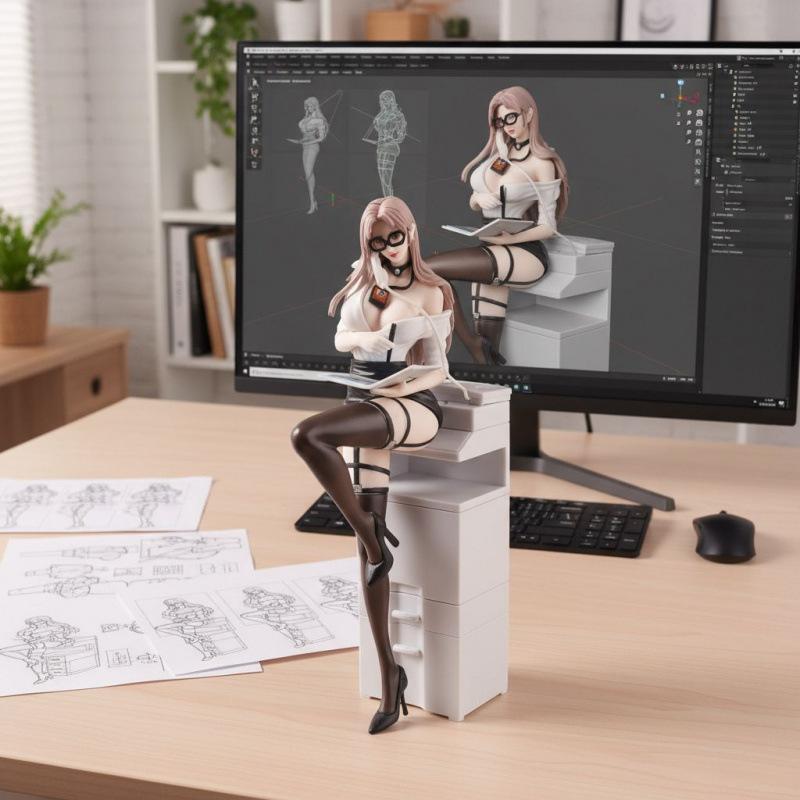 Beautiful Girl Private Secretary Figure Second Play Animation Two-dimensional Doll Sexy Bunny Desktop Chassis Ornament