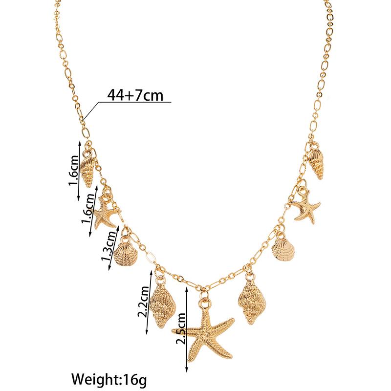Muschel Seestern Jakobsmuscheln Anhänger Halskette Böhmischer Stil Meereskollektion Retro Persönlichkeit Verstellbare Schnalle Damen Accessoire