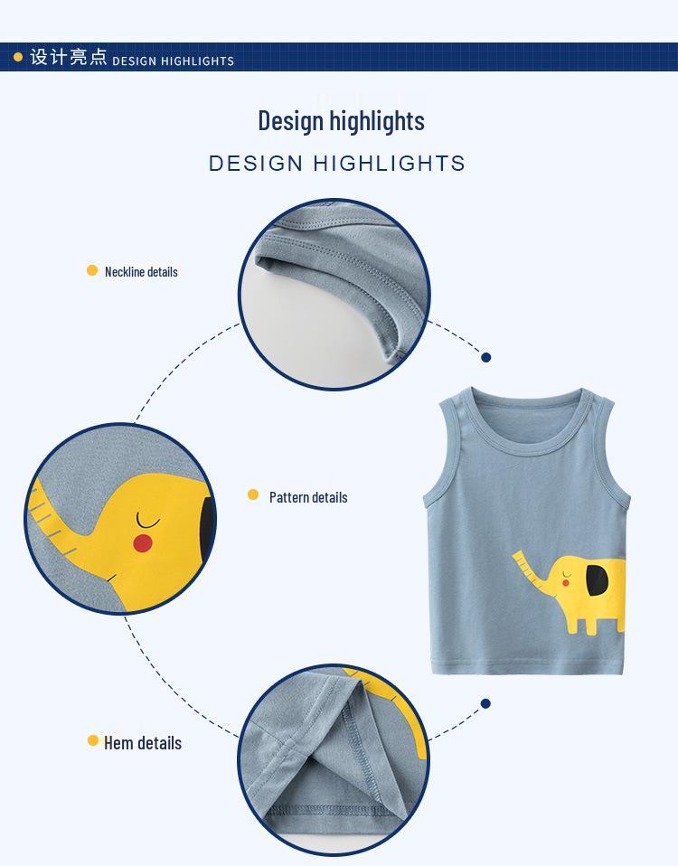 27kids Summer 2024 Korean Style Boys' Printed Sleeveless Vest