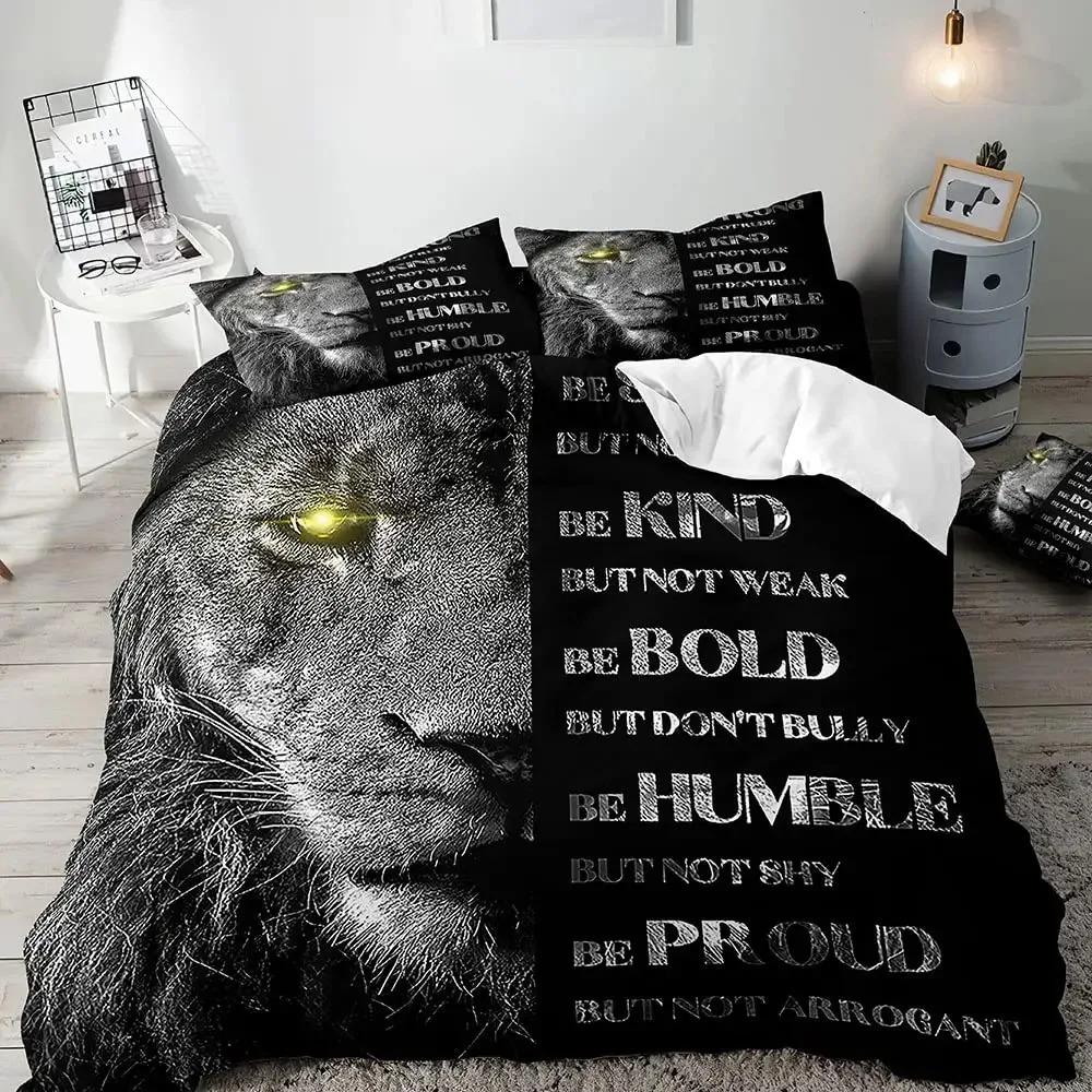 Lion Duvet Cover Set KingAfrican Safari Animal Black Bedding SetCouples Comforter CoverQuilt CoverRomantic Lion Couple Gifts