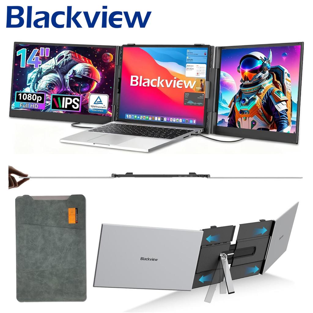 Blackview DCM6 14inch Dual Screen Monitor Laptop Screen Extender USB-C FHD 1080P Tragbarer Monitor IPS 60Hz Externer Monitor