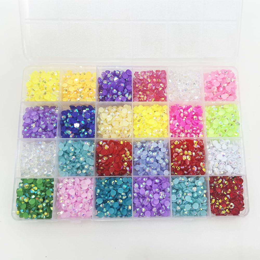 6000 Nail Stones Rhinestones BetterJonny 24 Colors Nail Stones Glass Nail Deco Parts Craft Parts DIY Nail Parts Decorate Your Nails (5mm)
