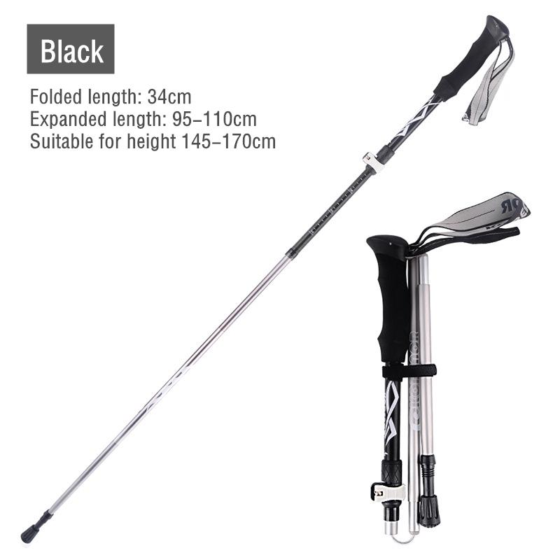 

5-секционные складные треккинговые палки для кемпинга, портативные прогулочные палки, сверхлегкие скандинавские походные палки 95-110cm чёрный