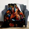 Floral Violin Flannel Blanket Throw Blanket Soft Warm Sofa Bed Camping Car Home Decor Unique Christmas Gift C930616