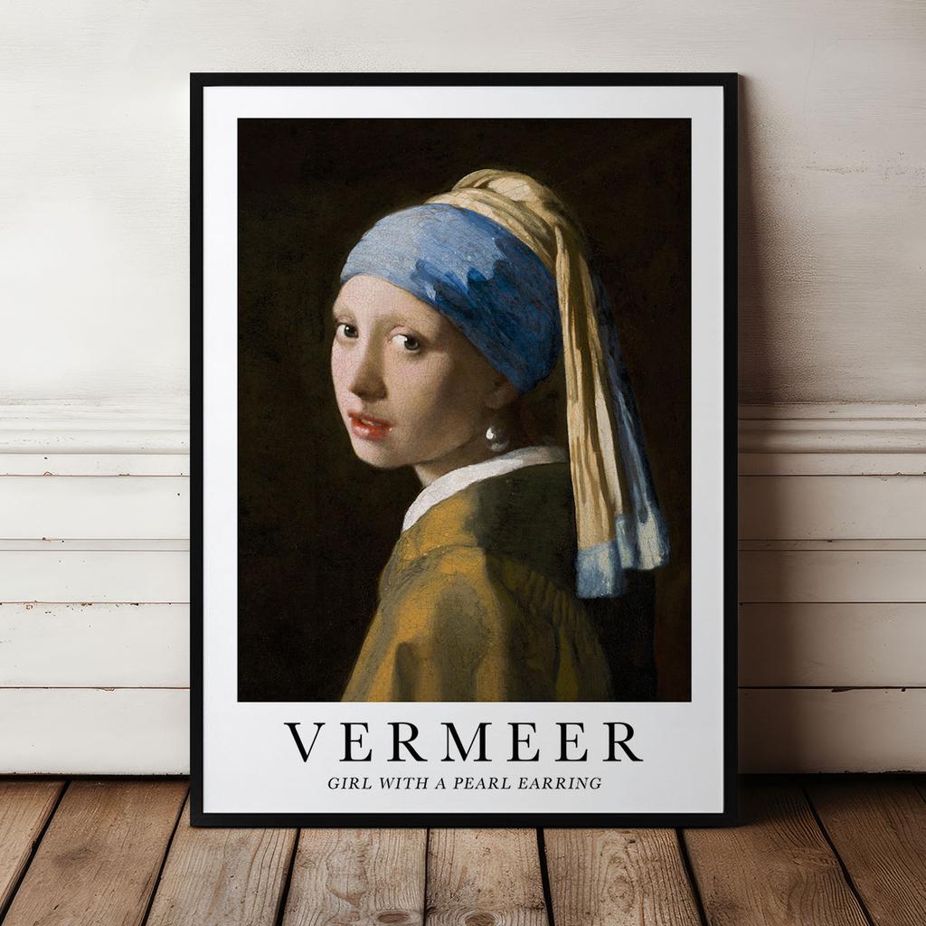 Poster In Frame Vermeer Girl with a Pearl