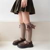 Girls Knee High Cotton Socks Big Ribbons Bow Back To School Socks, Ribbons Bows Long Socks Uniform Party Wear Stockings