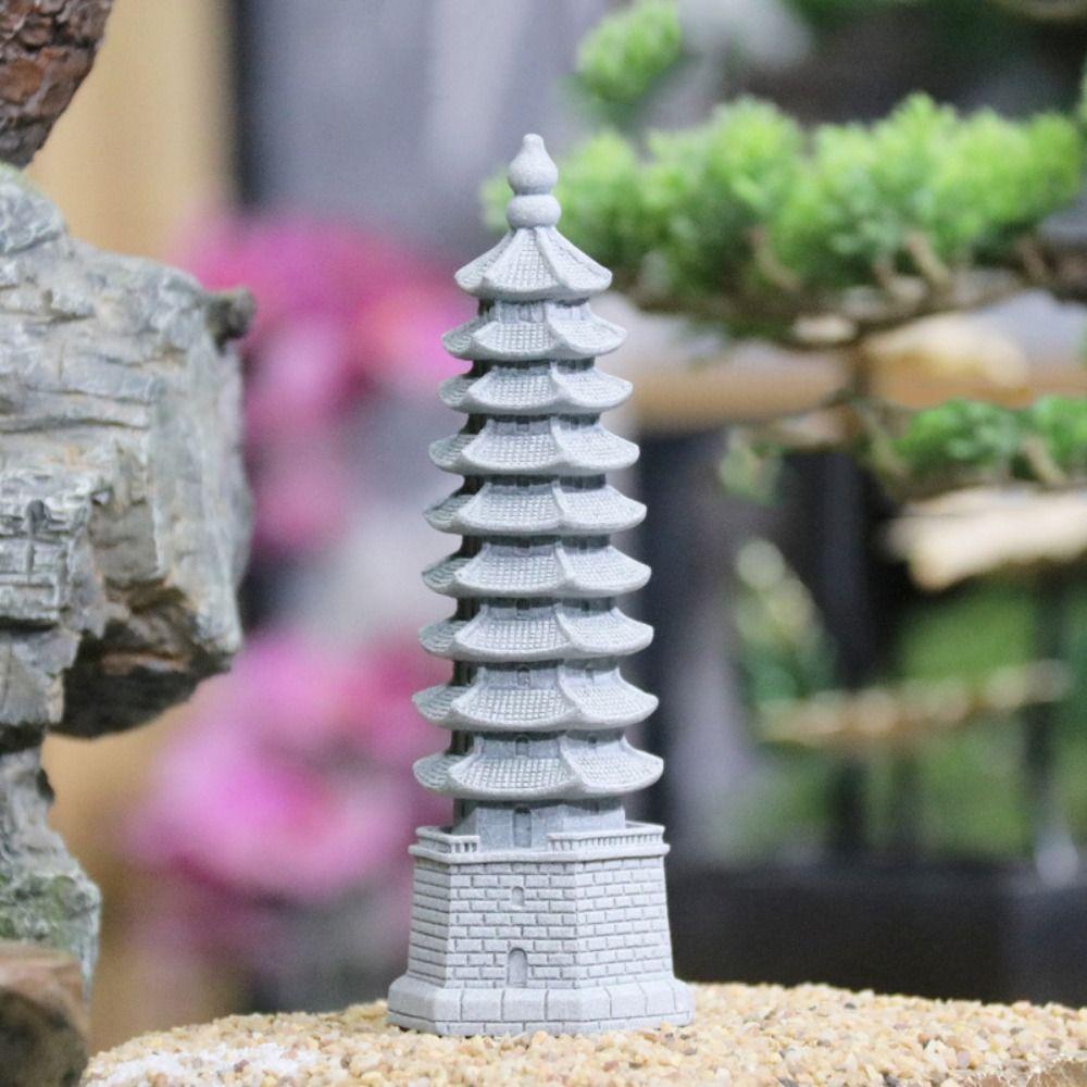 Multifunctional Gardening Sandstone Pagoda Pagoda Garden Miniature Sculpture  Aquarium Hiding Cave