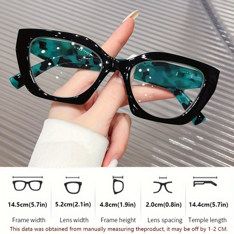 Retro Style and cute cat-eye transparent printed fashionable and comfortable spring hinge anti-blue light reading glasses