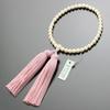 Nenjudotcom Buddhist Prayer Beads Juzu for Women 6.5mm Shell Pearl Pink Tassel Simple Style Kyoto Made with Pouch Suitable for All Buddhist Sects