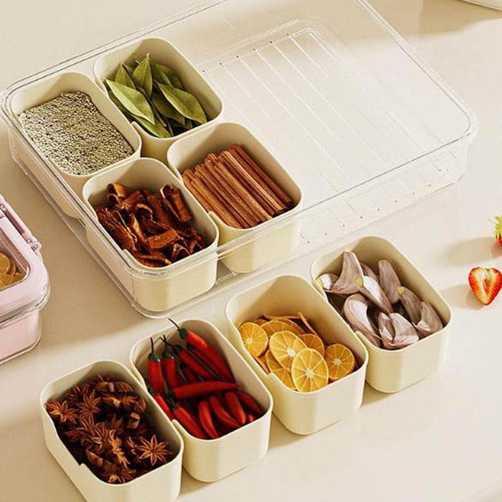 Clear Divided Serving Tray Plastic Seasoning Separator Box Portable Candy Organizer  for Home