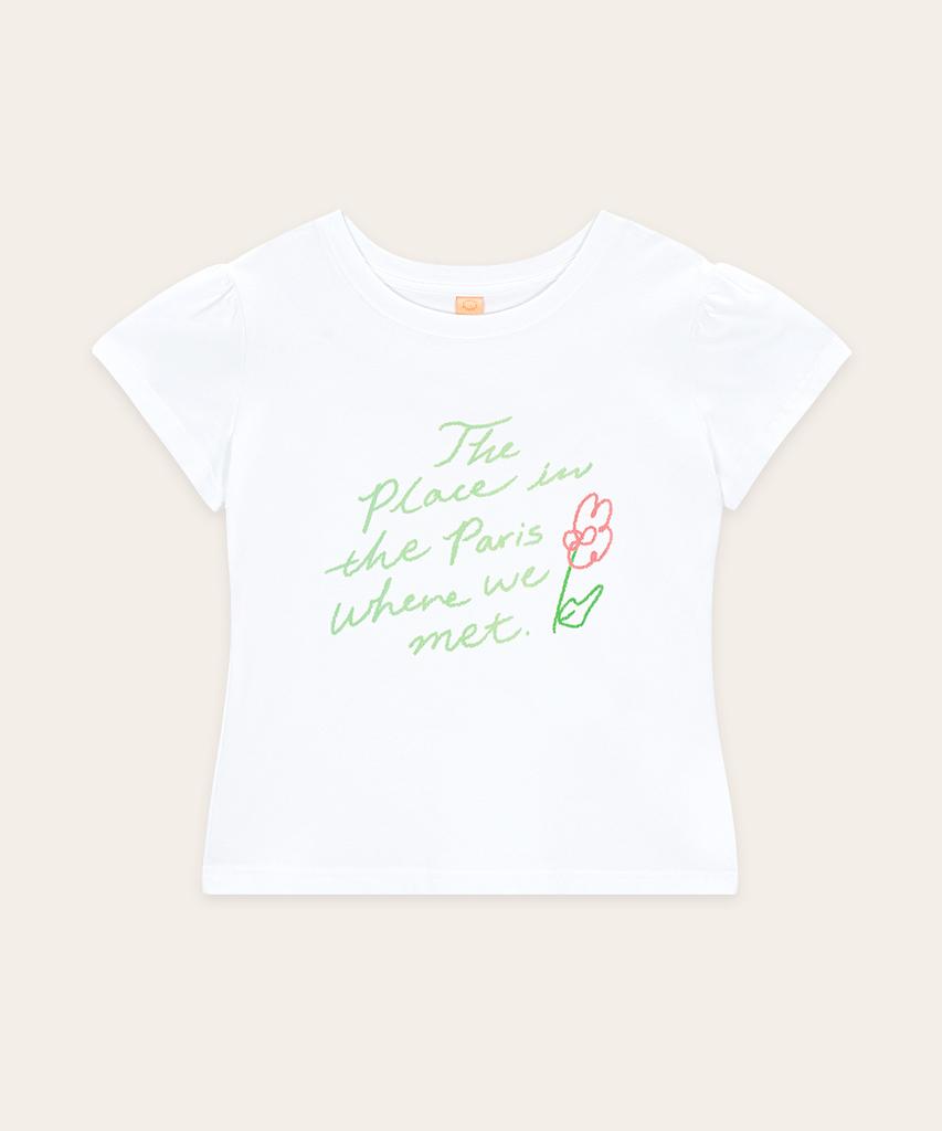 SINOON Flower Lettering Puff T-Shirt (White)