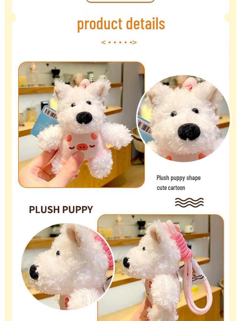 Charming West Highland Terrier Plush Keychain - Cute Puppy Pendant Bag Charm Gift