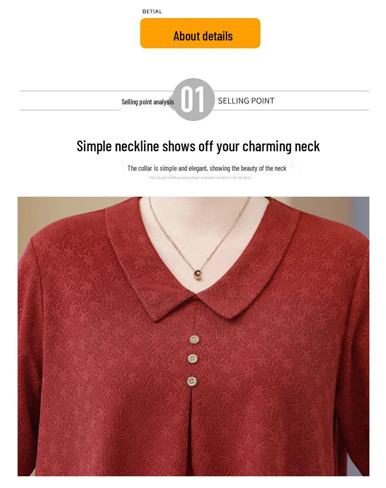 Plusstorlek Vår & Höst T-shirt för Medelålders Kvinnor - Lös Passform, Trendig, Mage-Döljande Mormor Topp