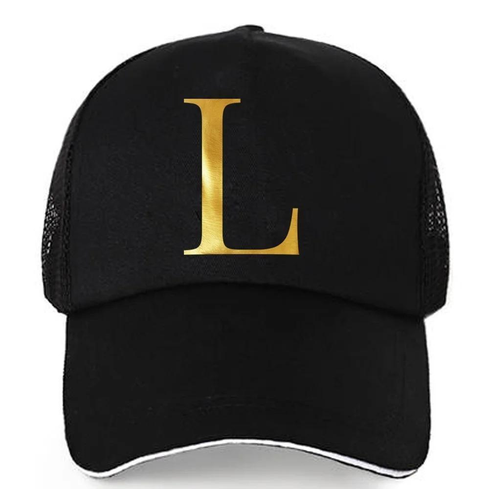 1pc AmaBe Hip-Hop Baseball Cap with Golden Letter Print, Adjustable Hook & Loop Closure, Breathable Mesh Back, Lightweight Stret