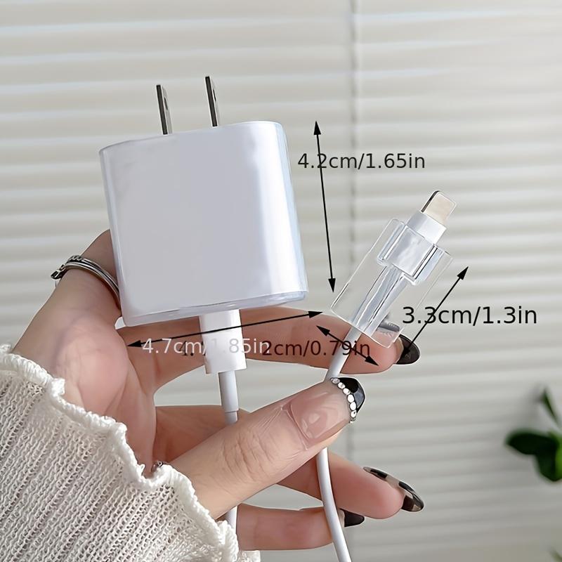 3pcs Set Peony Flower Suitable Charger Protective Cover 20w Data Cable Protective Cover 14 15 Protective Cover Charger Cable 18W Transparent Case