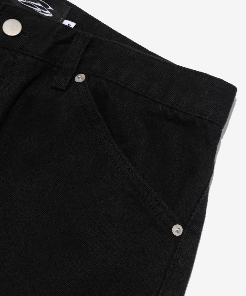 CARGOBROS Vintage Cotton Wide Curved Denim Pants (Black)