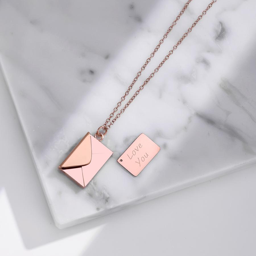 Personalized Stainless Steel Cross Envelope Pendant Necklace for Couples