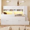 Wooden Children's Bed 90 × 200 cm, With Storage Space, Storage Compartments, Wardrobe and Climbing Ladder, With LED Lighting and Safety Railing, White