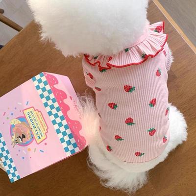 Pet Spring/Autumn Strawberry Layer Outfit for Small Dogs & Cats - Teddy, Bichon, Poodle