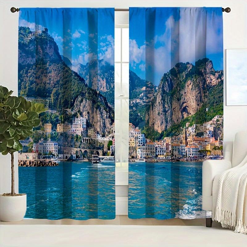 

Merry Christmas Elk Bell Red Curtains 2pcs Rod Pocket Design For Easy Hanging For Living Room Bedroom Decor Machine Washable (W50cmxH130cm)x2&Grommet Top