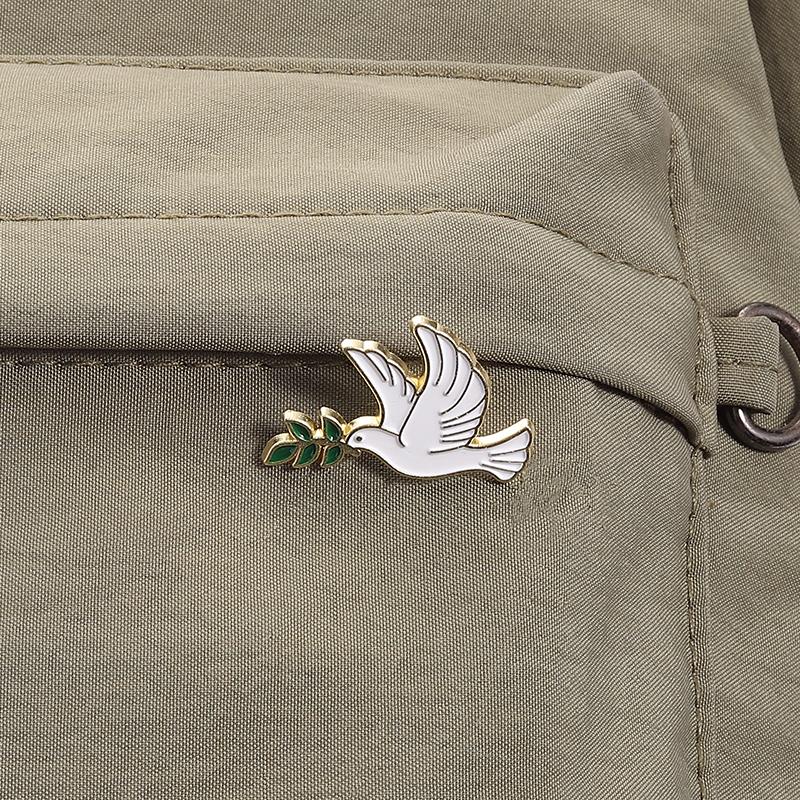 Peace Dove Olive Branch Enamel Pin Animal Pigeon World Peace Theme Metal Brooch Lapel Badge Jewelry Decoration Gift For Friends
