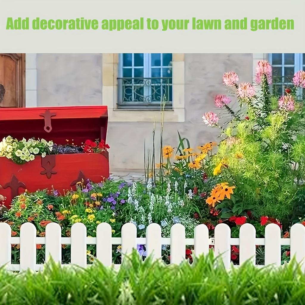 6pcs Garden Fence with 12 Ground Sockets - Decorative Garden Edge, Lawn Edge and Flower Bed Barrier - Ideal Choice for Wedding and Home Decoration